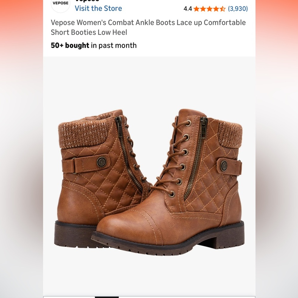 Brown Lace-Up Ankle Boots with Knit Cuff